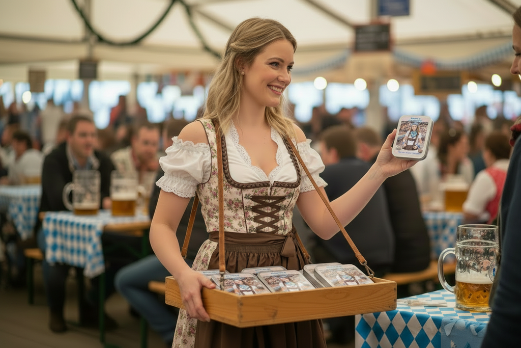 Bayern Tuch Geschenkbox –  4 x Metallbox mit Rautentuch inkl. Brillenputztuch & Erfrischungstuch - Party, Oktoberfest....