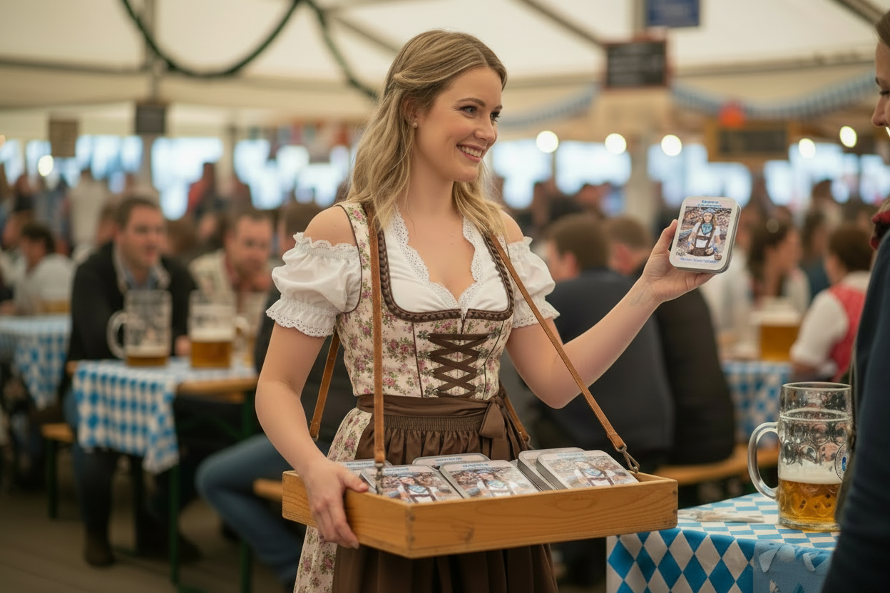 Bayern Tuch Geschenkbox –  4 x Metallbox mit Rautentuch inkl. Brillenputztuch & Erfrischungstuch - Party, Oktoberfest....