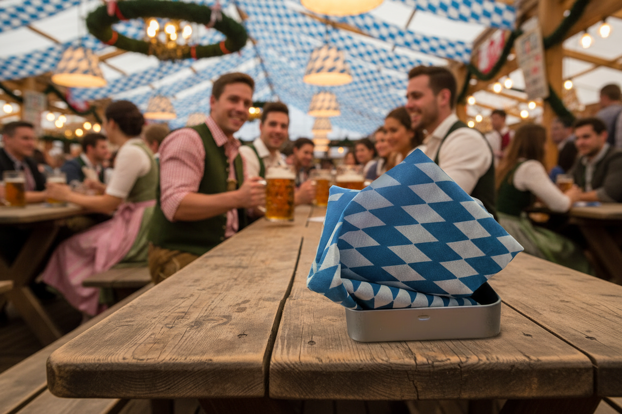 Bussl-Retter-Box - Sauber bleiben. Eindruck machen - Oktoberfest - Party inkl. Erfrischungstuch & Brillenputztuch