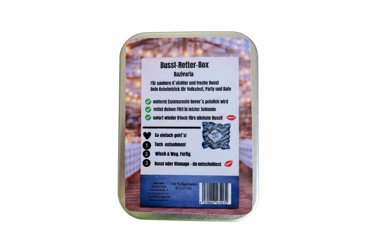 Bussl-Retter-Box - Sauber bleiben. Eindruck machen - Oktoberfest - Party inkl. Erfrischungstuch & Brillenputztuch