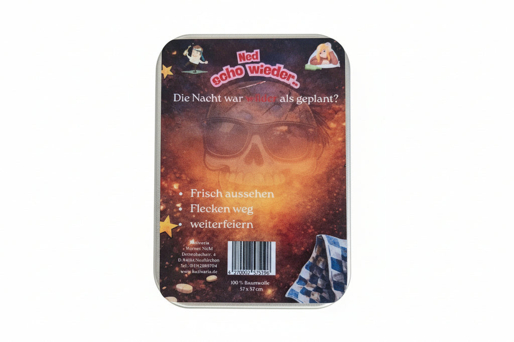 Bayern Tuch Geschenkbox –  4 x Metallbox mit Rautentuch inkl. Brillenputztuch & Erfrischungstuch - Party, Oktoberfest....