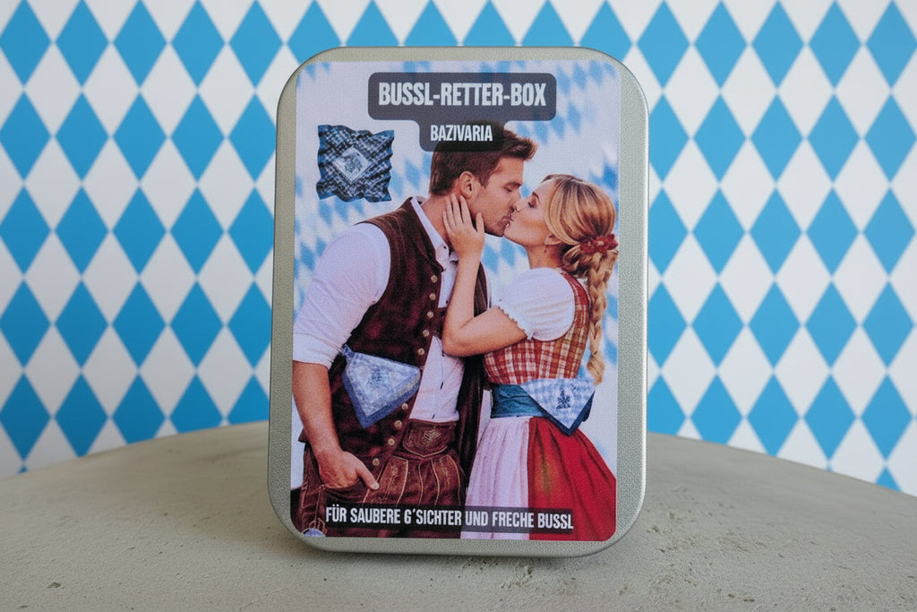 Bayern Tuch Geschenkbox –  4 x Metallbox mit Rautentuch inkl. Brillenputztuch & Erfrischungstuch - Party, Oktoberfest....