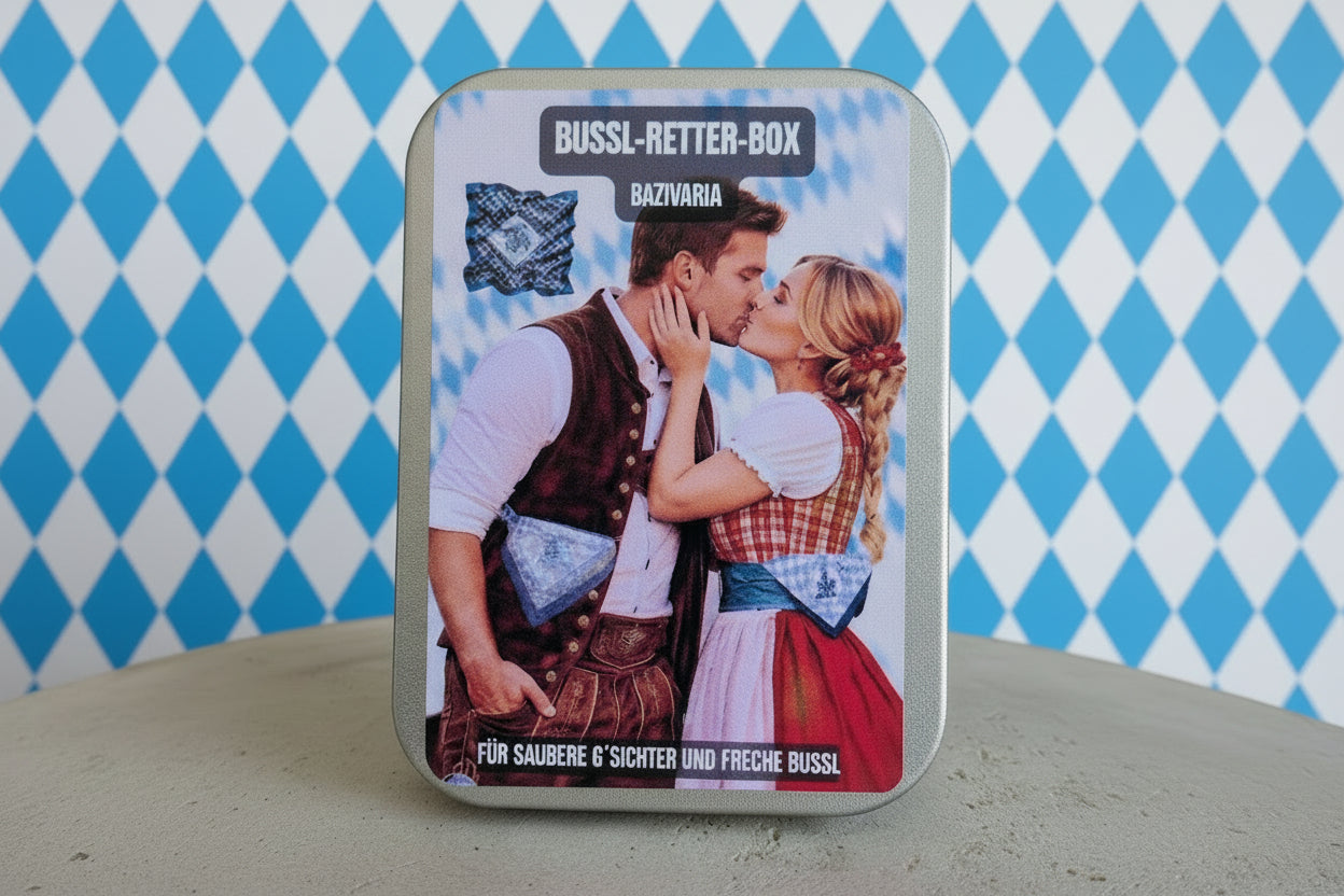 Bayern Tuch Geschenkbox –  4 x Metallbox mit Rautentuch inkl. Brillenputztuch & Erfrischungstuch - Party, Oktoberfest....