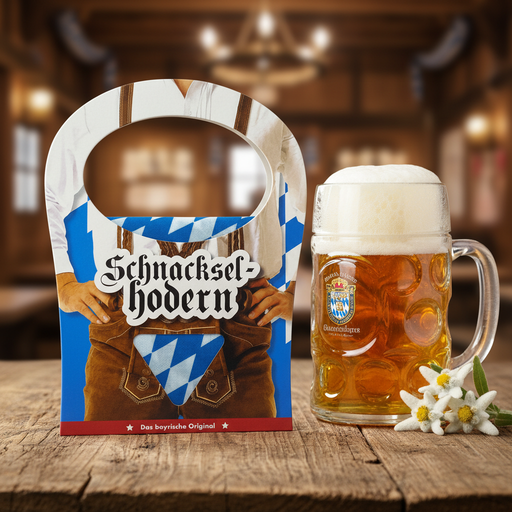 Schnackselhodern Verpackung auf Holztisch